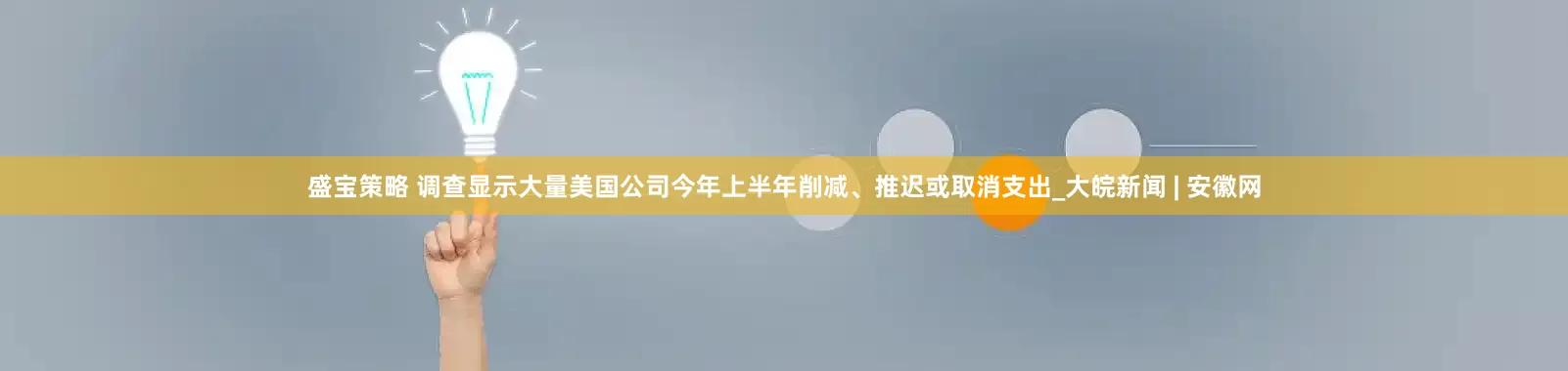 盛宝策略 调查显示大量美国公司今年上半年削减、推迟或取消支出_大皖新闻 | 安徽网